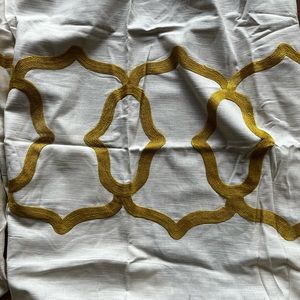 Cream curtain panel with mustard design (2)